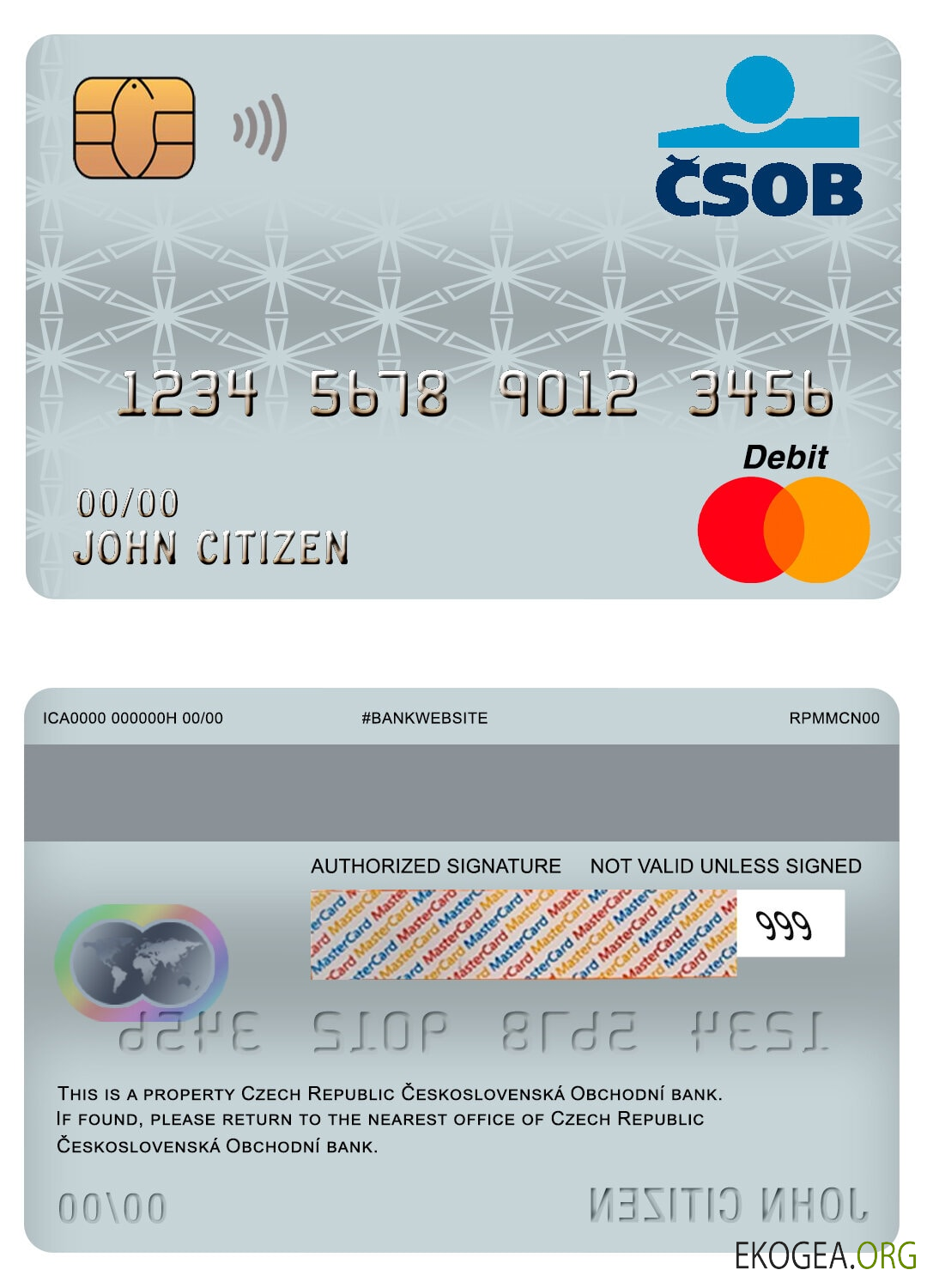 République tchèque Ceskoslovenská Obchodní carte de débit visa bancaire